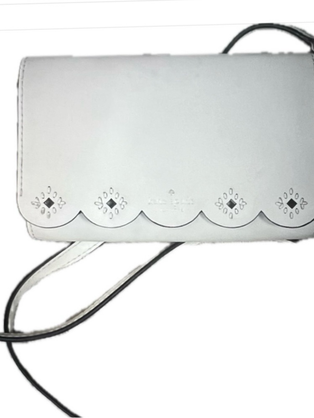 kate spade White Scallop-Edge Crossbody Bag